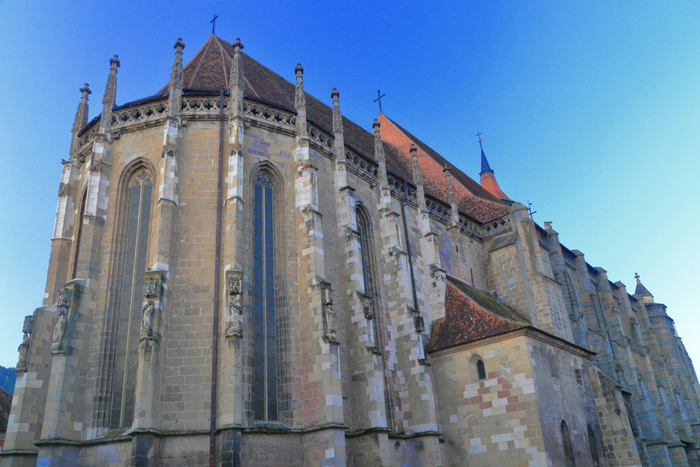 Large Gothic building of the Black Church (Biserica Neagra) in Brasov, Romania