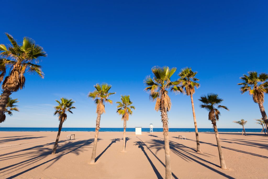 Gandia playa nord beach in Valencia at Mediterranean Spain