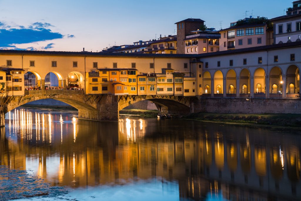 Ponte Vecchio, the old bridge over the Arno river in Florence