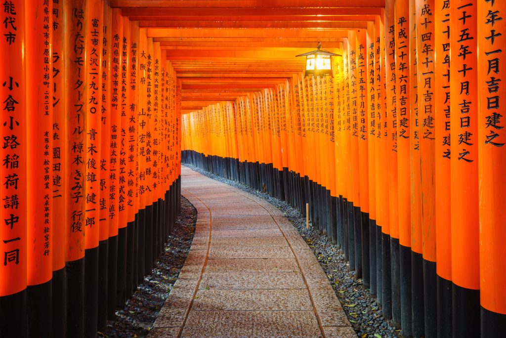 Torii gates in Fushimi Inari Shrine, Kyoto, Japan